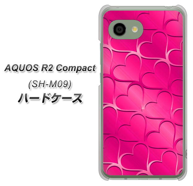 アクオス R2 コンパクト SH-M09 高画質仕上げ 背面印刷 ハードケース【1347 かくれハート(ショッキングピンク)】