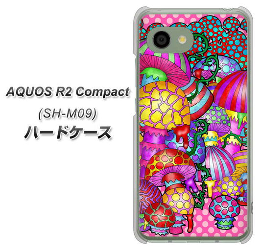 アクオス R2 コンパクト SH-M09 高画質仕上げ 背面印刷 ハードケース【AG806 きのこ(ピンク)】