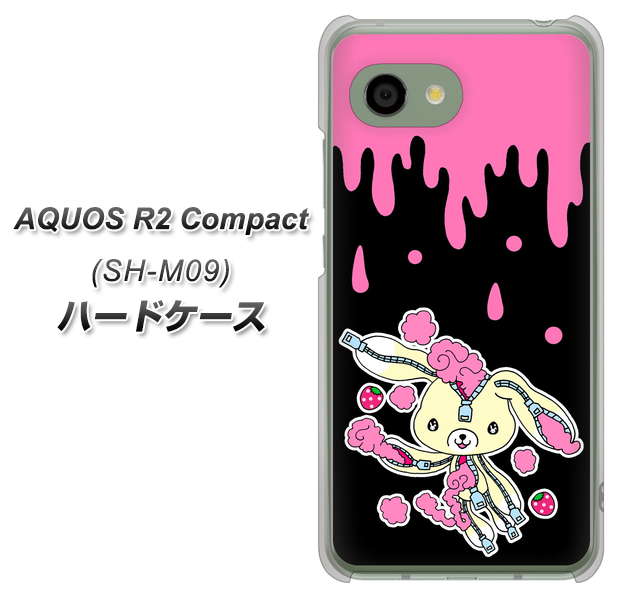 アクオス R2 コンパクト SH-M09 高画質仕上げ 背面印刷 ハードケース【AG814 ジッパーうさぎのジッピョン(黒×ピンク)】