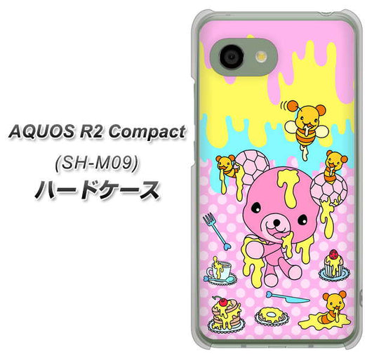 アクオス R2 コンパクト SH-M09 高画質仕上げ 背面印刷 ハードケース【AG822 ハニベア(水玉ピンク)】