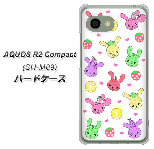 アクオス R2 コンパクト SH-M09 高画質仕上げ 背面印刷 ハードケース【AG826 フルーツうさぎのブルーラビッツ(白)】