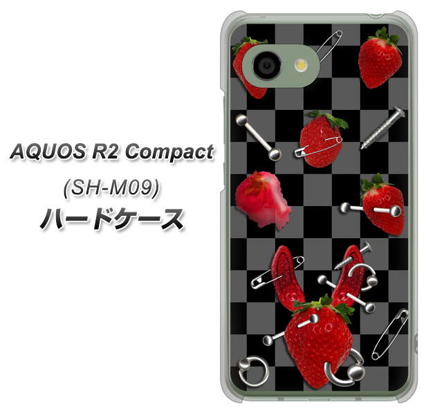アクオス R2 コンパクト SH-M09 高画質仕上げ 背面印刷 ハードケース【AG833 苺パンク(黒)】