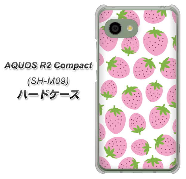 アクオス R2 コンパクト SH-M09 高画質仕上げ 背面印刷 ハードケース【SC809 小さいイチゴ模様 ピンク】