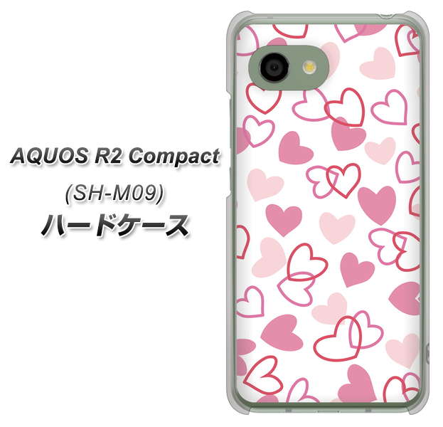 アクオス R2 コンパクト SH-M09 高画質仕上げ 背面印刷 ハードケース【VA929 ハートがいっぱい ピンク】