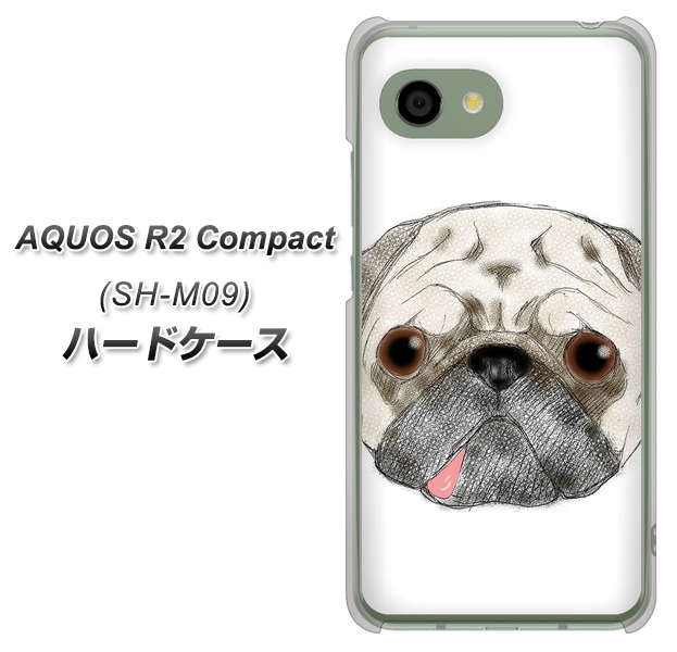 アクオス R2 コンパクト SH-M09 高画質仕上げ 背面印刷 ハードケース【YD855 パグ01】