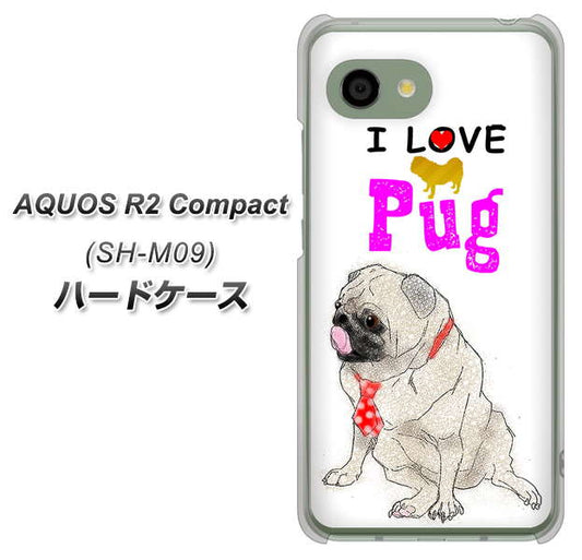 アクオス R2 コンパクト SH-M09 高画質仕上げ 背面印刷 ハードケース【YD858 パグ04】
