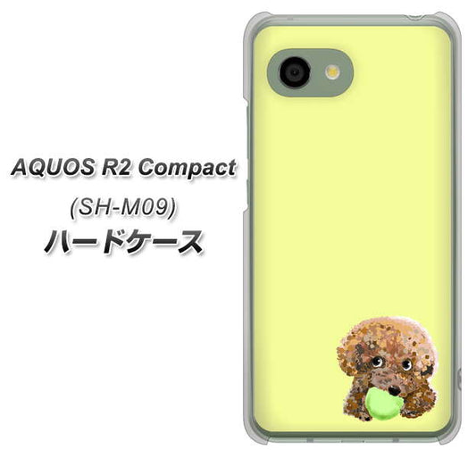 アクオス R2 コンパクト SH-M09 高画質仕上げ 背面印刷 ハードケース【YJ056 トイプードル&ボール(イエロー)】