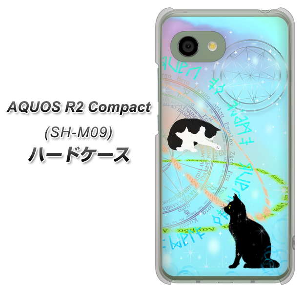 アクオス R2 コンパクト SH-M09 高画質仕上げ 背面印刷 ハードケース【YJ329 魔法陣猫 キラキラ パステル】