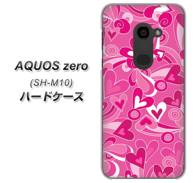 simフリー アクオスゼロ SH-M10 高画質仕上げ 背面印刷 ハードケース【383 ピンクのハート】
