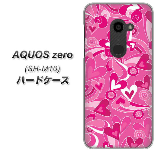 simフリー アクオスゼロ SH-M10 高画質仕上げ 背面印刷 ハードケース【383 ピンクのハート】