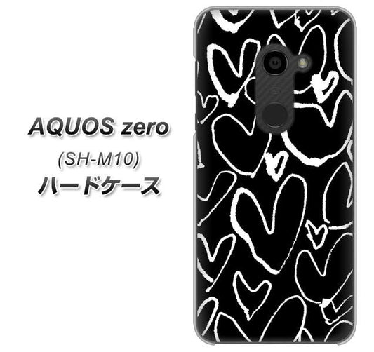simフリー アクオスゼロ SH-M10 高画質仕上げ 背面印刷 ハードケース【1124 ハート BK&WH】