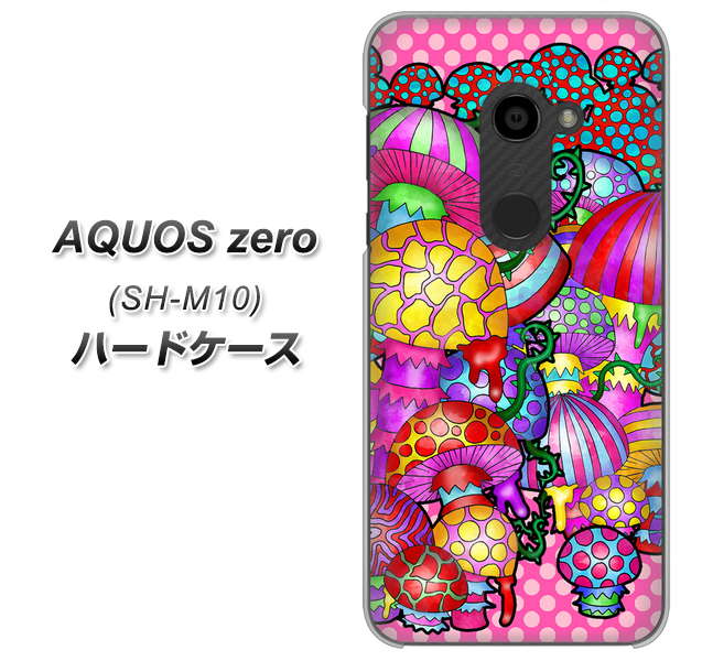 simフリー アクオスゼロ SH-M10 高画質仕上げ 背面印刷 ハードケース【AG806 きのこ(ピンク)】