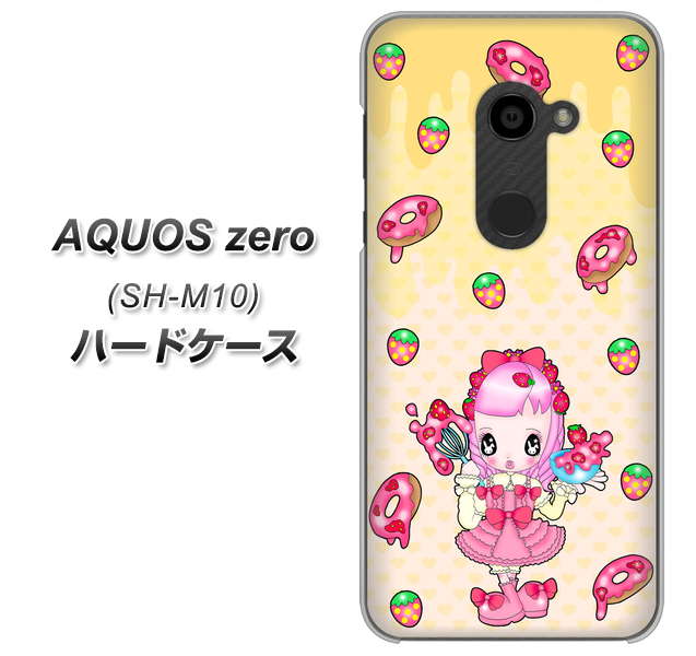 simフリー アクオスゼロ SH-M10 高画質仕上げ 背面印刷 ハードケース【AG815 ストロベリードーナツ(水玉黄)】