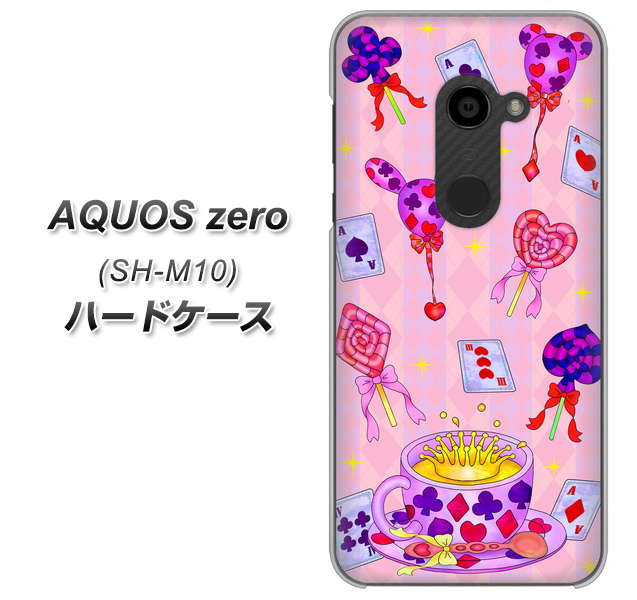 simフリー アクオスゼロ SH-M10 高画質仕上げ 背面印刷 ハードケース【AG817 トランプティー(ピンク)】