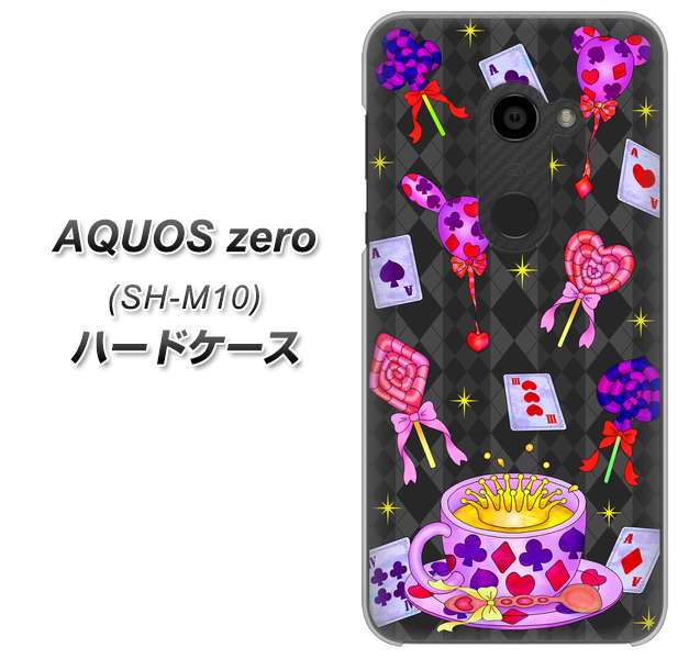 simフリー アクオスゼロ SH-M10 高画質仕上げ 背面印刷 ハードケース【AG818 トランプティー(黒)】