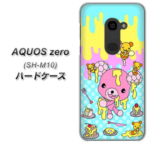 simフリー アクオスゼロ SH-M10 高画質仕上げ 背面印刷 ハードケース【AG821 ハニベア(水玉水色)】