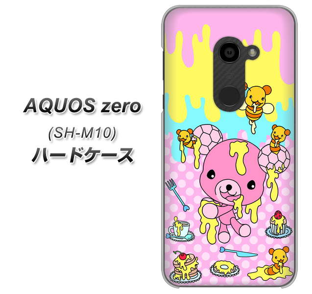 simフリー アクオスゼロ SH-M10 高画質仕上げ 背面印刷 ハードケース【AG822 ハニベア(水玉ピンク)】