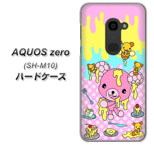 simフリー アクオスゼロ SH-M10 高画質仕上げ 背面印刷 ハードケース【AG822 ハニベア(水玉ピンク)】