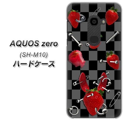 simフリー アクオスゼロ SH-M10 高画質仕上げ 背面印刷 ハードケース【AG833 苺パンク(黒)】
