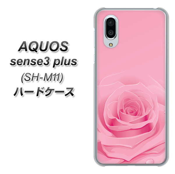 simフリー アクオスセンス3 プラス SH-M11 高画質仕上げ 背面印刷 ハードケース【401 ピンクのバラ】