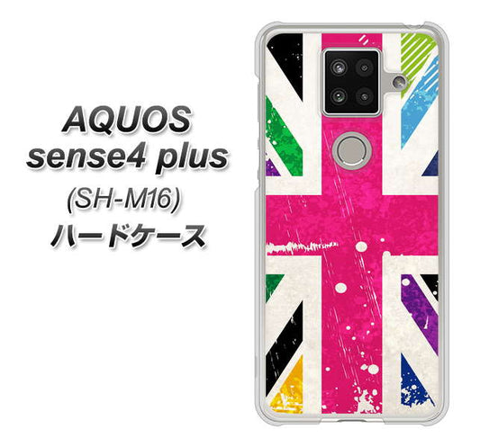 楽天モバイル アクオスセンス4 プラス SH-M16 高画質仕上げ 背面印刷 ハードケース【SC806 ユニオンジャック ピンクビンテージ】