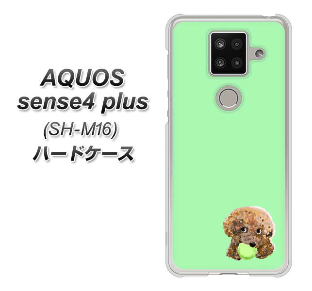 楽天モバイル アクオスセンス4 プラス SH-M16 高画質仕上げ 背面印刷 ハードケース【YJ055 トイプードル&ボール(グリーン)】