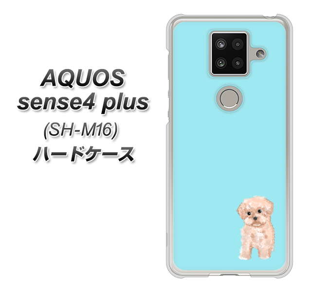 楽天モバイル アクオスセンス4 プラス SH-M16 高画質仕上げ 背面印刷 ハードケース【YJ062 トイプードルアプリコット(ブルー)】