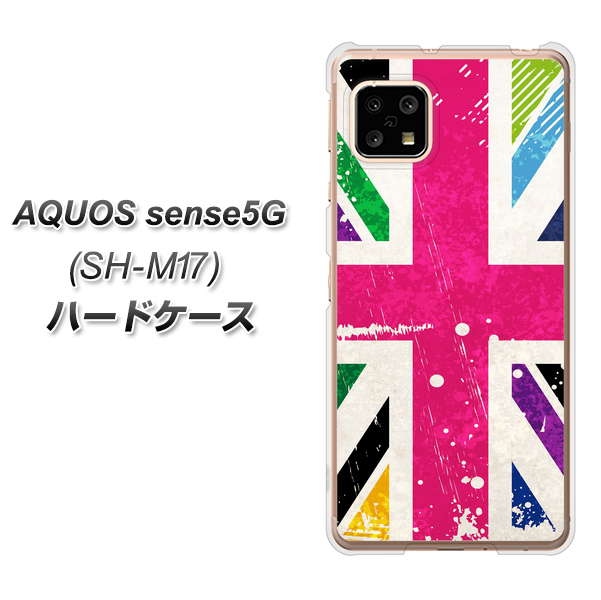 SIMフリー アクオスセンス5G SH-M17 高画質仕上げ 背面印刷 ハードケース【SC806 ユニオンジャック ピンクビンテージ】