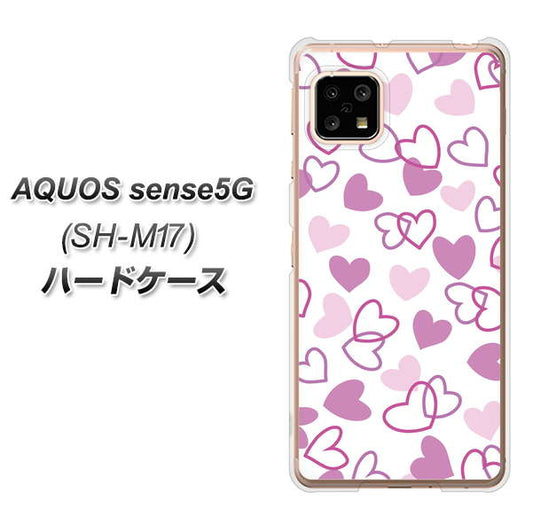 SIMフリー アクオスセンス5G SH-M17 高画質仕上げ 背面印刷 ハードケース【VA928 ハートがいっぱい パープル】