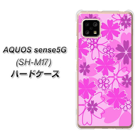 SIMフリー アクオスセンス5G SH-M17 高画質仕上げ 背面印刷 ハードケース【VA961 重なり合う花 ピンク】