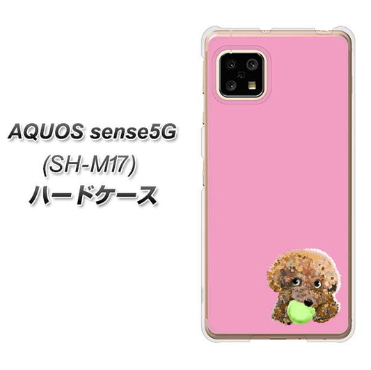 SIMフリー アクオスセンス5G SH-M17 高画質仕上げ 背面印刷 ハードケース【YJ053 トイプードル&ボール(ピンク)】