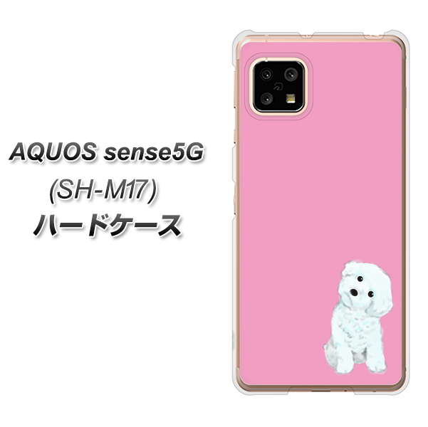 SIMフリー アクオスセンス5G SH-M17 高画質仕上げ 背面印刷 ハードケース【YJ069 トイプードルホワイト(ピンク)】