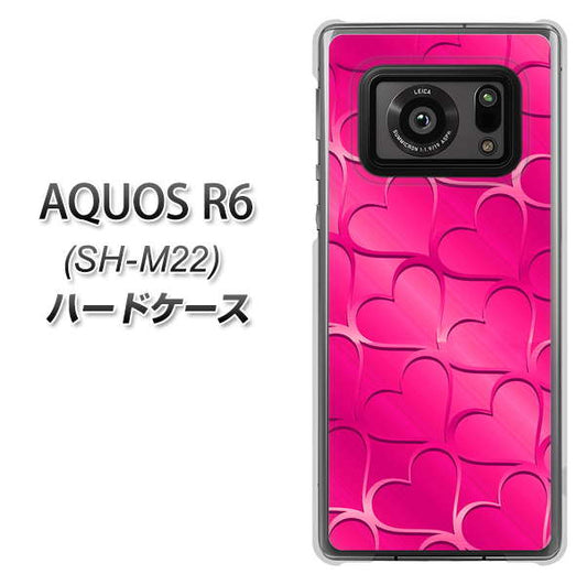 SIMフリー アクオスR6 SH-M22 高画質仕上げ 背面印刷 ハードケース【1347 かくれハート(ショッキングピンク)】