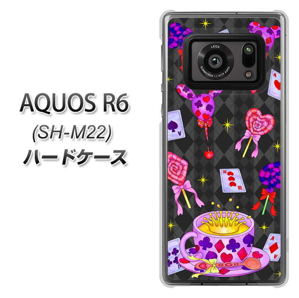 SIMフリー アクオスR6 SH-M22 高画質仕上げ 背面印刷 ハードケース【AG818 トランプティー(黒)】