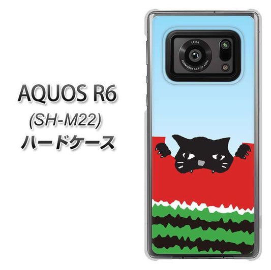SIMフリー アクオスR6 SH-M22 高画質仕上げ 背面印刷 ハードケース【IA815 すいかをかじるネコ(大)】