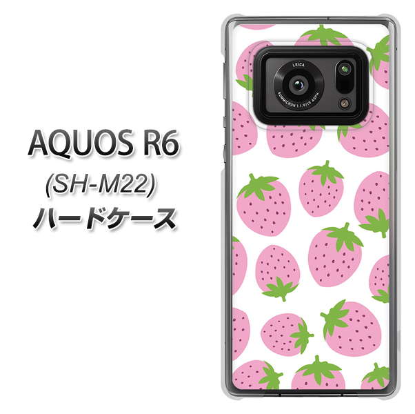 SIMフリー アクオスR6 SH-M22 高画質仕上げ 背面印刷 ハードケース【SC809 小さいイチゴ模様 ピンク】
