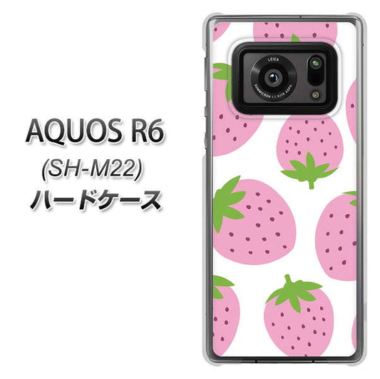 SIMフリー アクオスR6 SH-M22 高画質仕上げ 背面印刷 ハードケース【SC816 大きいイチゴ模様 ピンク】