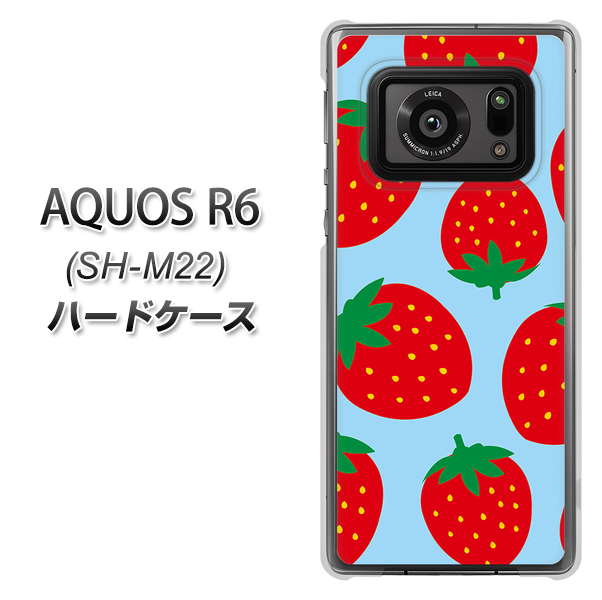 SIMフリー アクオスR6 SH-M22 高画質仕上げ 背面印刷 ハードケース【SC821 大きいイチゴ模様レッドとブルー】