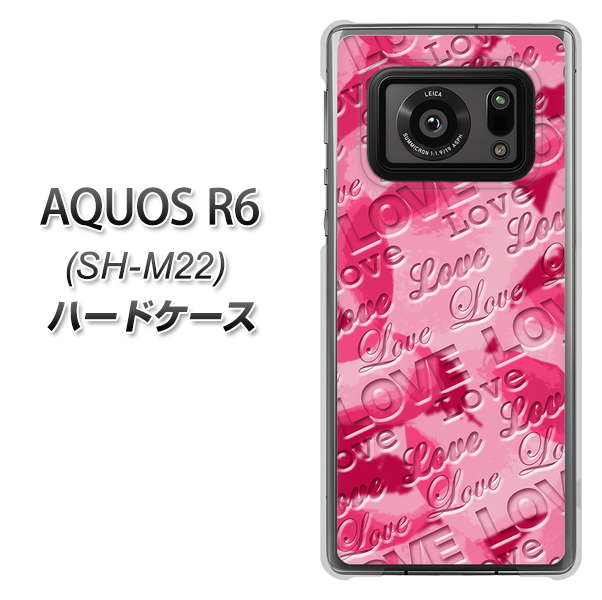 SIMフリー アクオスR6 SH-M22 高画質仕上げ 背面印刷 ハードケース【SC845 フラワーヴェルニLOVE濃いピンク(ローズアンディアン)】
