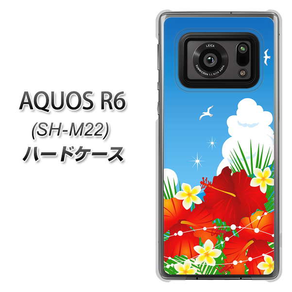 SIMフリー アクオスR6 SH-M22 高画質仕上げ 背面印刷 ハードケース【VA821 ハイビスカスと青空】