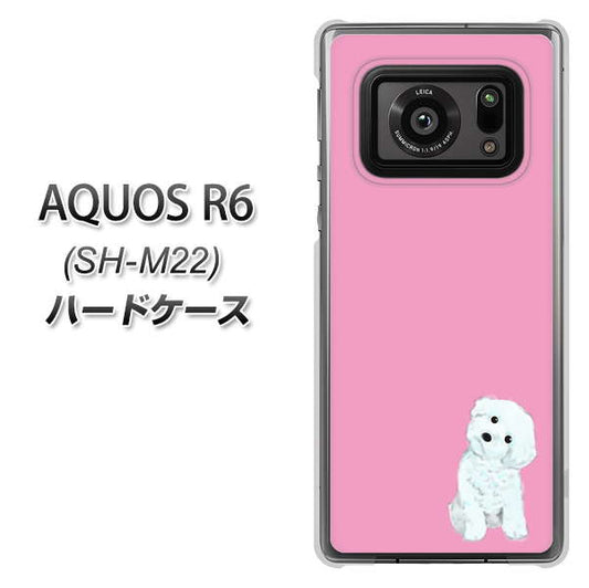 SIMフリー アクオスR6 SH-M22 高画質仕上げ 背面印刷 ハードケース【YJ069 トイプードルホワイト(ピンク)】