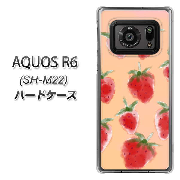 SIMフリー アクオスR6 SH-M22 高画質仕上げ 背面印刷 ハードケース【YJ179 イチゴ 水彩179】