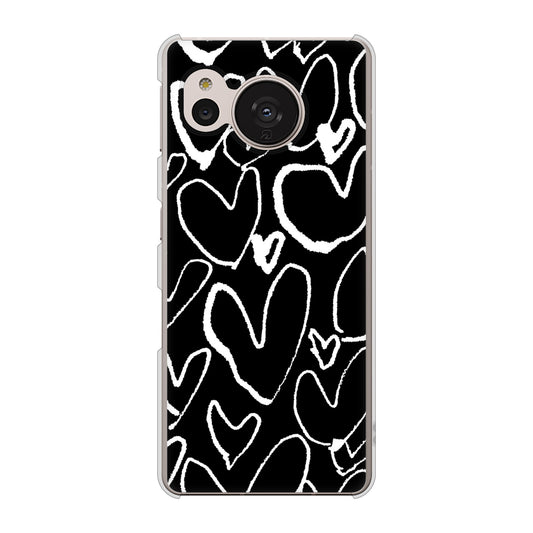 AQUOS sense7 SH-M24 楽天モバイル 高画質仕上げ 背面印刷 ハードケース【1124 ハート BK&WH】