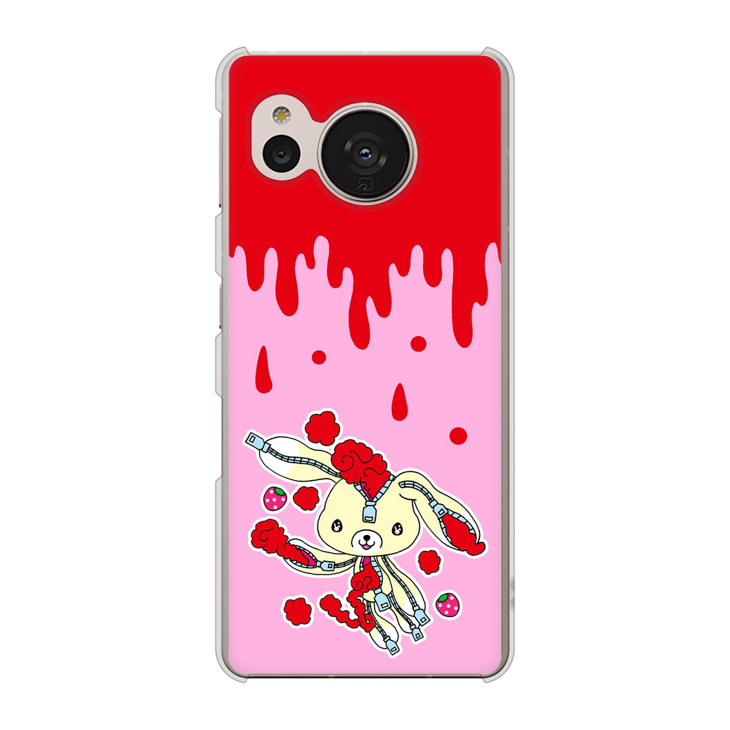 AQUOS sense7 SH-M24 楽天モバイル 高画質仕上げ 背面印刷 ハードケース【AG813 ジッパーうさぎのジッピョン(ピンク×赤)】