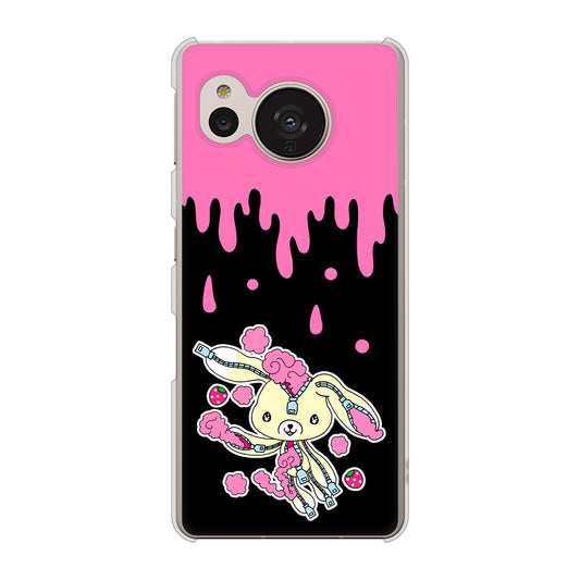AQUOS sense7 SH-M24 楽天モバイル 高画質仕上げ 背面印刷 ハードケース【AG814 ジッパーうさぎのジッピョン(黒×ピンク)】