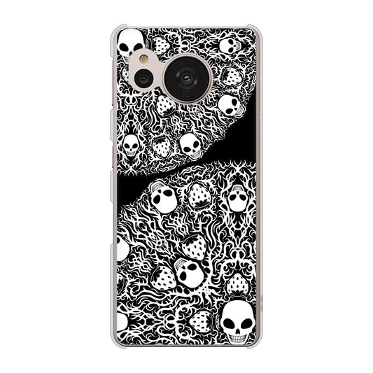 AQUOS sense7 SH-M24 楽天モバイル 高画質仕上げ 背面印刷 ハードケース【AG834 苺骸骨曼荼羅(黒)】