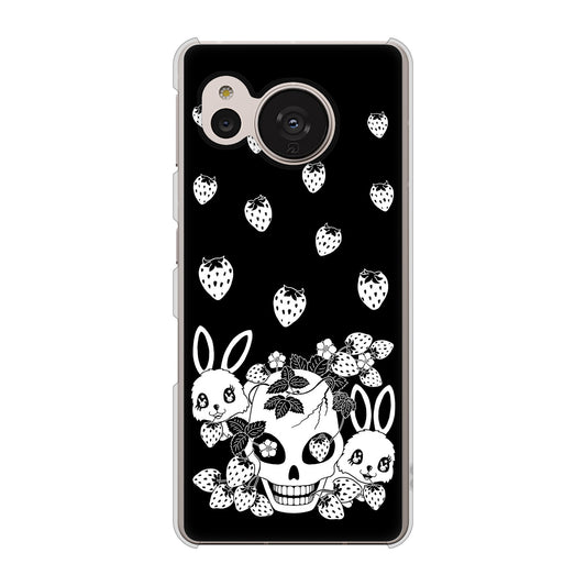 AQUOS sense7 SH-M24 楽天モバイル 高画質仕上げ 背面印刷 ハードケース【AG837 苺兎(黒)】