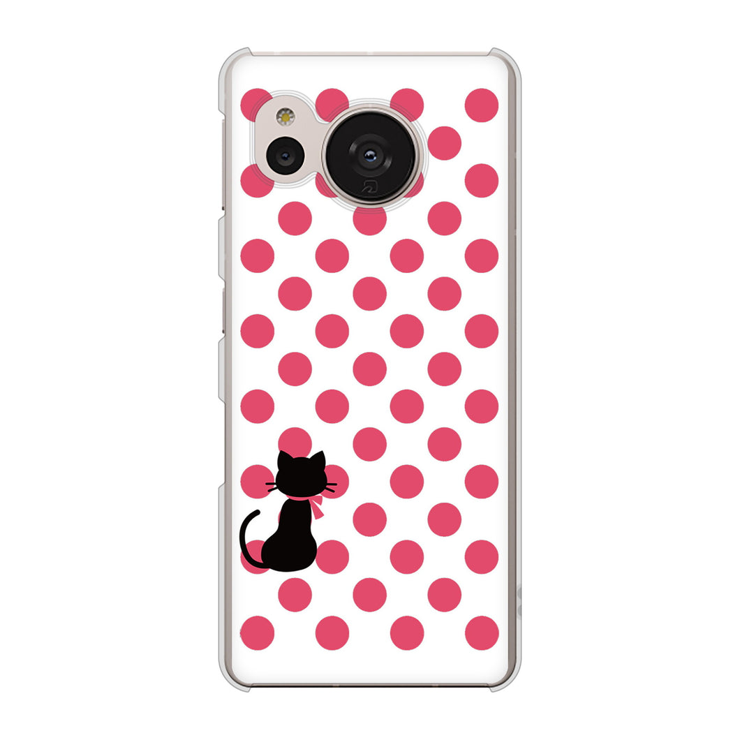AQUOS sense7 SH-M24 楽天モバイル 高画質仕上げ 背面印刷 ハードケース【EK807 ネコとシンプル ピンク】
