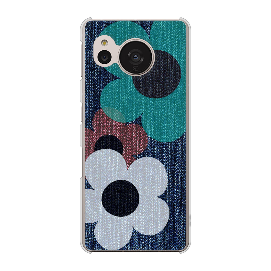 AQUOS sense7 SH-M24 楽天モバイル 高画質仕上げ 背面印刷 ハードケース【EK869 ルーズフラワーinデニム風】