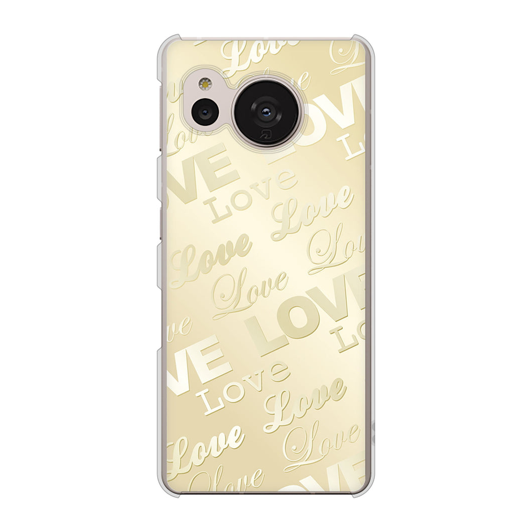 AQUOS sense7 SH-M24 楽天モバイル 高画質仕上げ 背面印刷 ハードケース【SC840 エンボス風LOVEリンク(ヌーディーベージュ)】